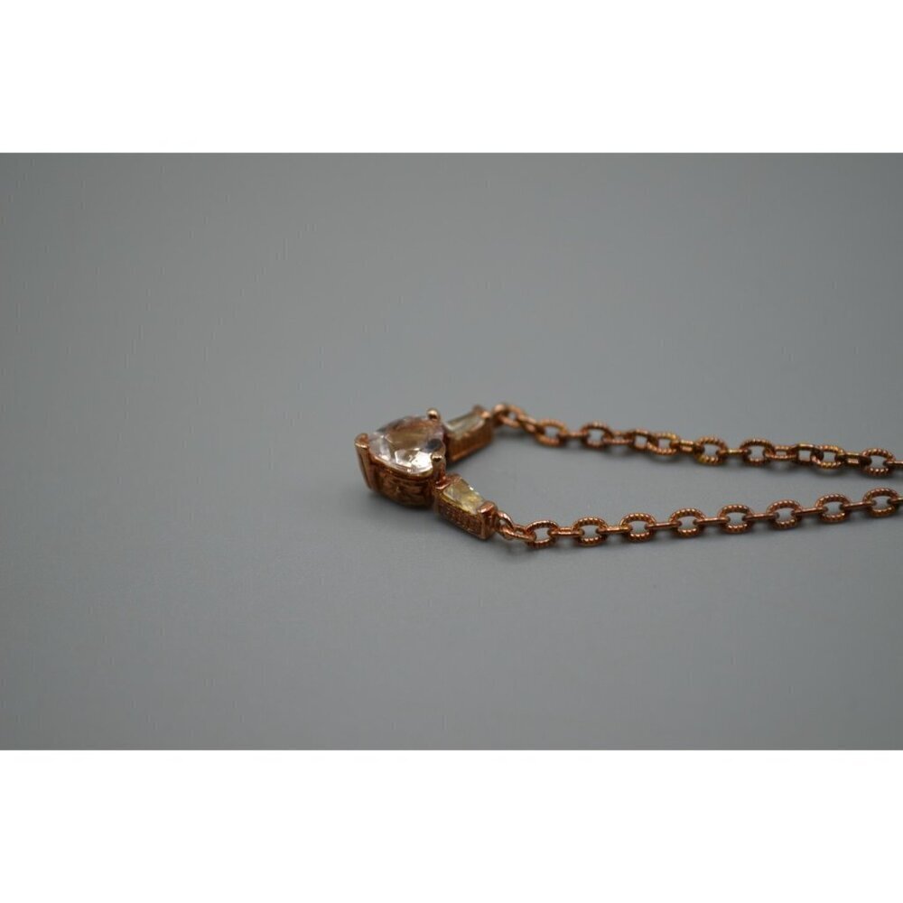 Sterling Silver Chain Necklace Set Heart Cut Stone Accent 925 9" Rose Gold Plate - Picture 9 of 13